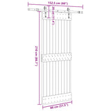 Porta scorrevole NARVIK Naturale e Nero 80 x 210 cm (152,5 cm)