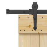 Porta scorrevole NARVIK Naturale e Nero 80 x 210 cm (213,5 cm)