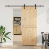 Porta scorrevole NARVIK Naturale e Nero 80 x 210 cm (213,5 cm)