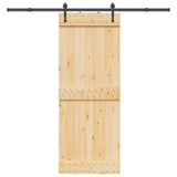 Porta scorrevole NARVIK Naturale e Nero 80 x 210 cm (213,5 cm)