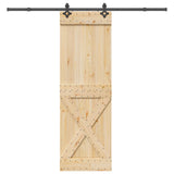 Porta scorrevole NARVIK Naturale e Nero 70 x 210 cm (213,5 cm)