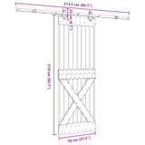 Porta scorrevole NARVIK Naturale e Nero 70 x 210 cm (213,5 cm)