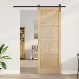Porta scorrevole Naturale e Nero 83 x 232 cm