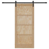 Porta scorrevole Naturale e Nero 86 x 198,5 cm