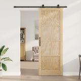 Porta scorrevole Naturale e Nero 83 x 232 cm