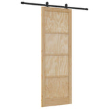 Porta scorrevole Naturale e Nero 83 x 232 cm