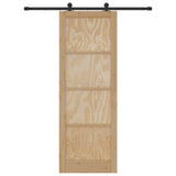 Porta scorrevole Naturale e Nero 83 x 232 cm