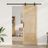 Porta scorrevole Naturale e Nero 83 x 232 cm
