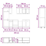 Unità Cucina Lyon 8 pcs Grigio Cemento Legno ingegnerizzato
