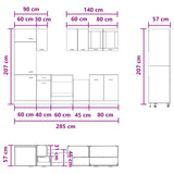 Unità Cucina Lyon 8 pcs Grigio Cemento Legno ingegnerizzato