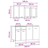 Unità Cucina Lyon 4 pcs Grigio Cemento Legno ingegnerizzato