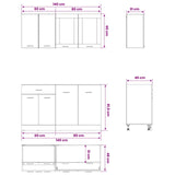 Unità Cucina Lyon 4 pcs Rovere Nero Legno ingegnerizzato