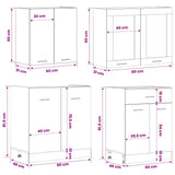Unità Cucina Lyon 4 pcs Rovere Nero Legno ingegnerizzato