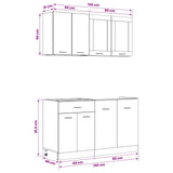 Unità Cucina Lyon 4 pcs Rovere Nero Legno ingegnerizzato