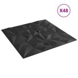 Pannelli da parete 48 pcs Nero 50 x 50 cm Schiuma XPS