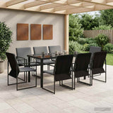 Set da Pranzo per Giardino 9 pcs Nero e antracite
