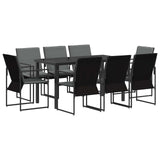 Set da Pranzo per Giardino 9 pcs Nero e antracite