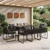 Set da Pranzo per Giardino 9 pcs Nero e antracite