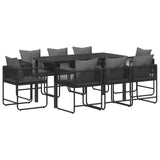Set da Pranzo per Giardino 9 pcs Nero e antracite