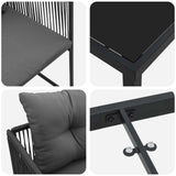 Set da Pranzo per Giardino 9 pcs Nero e antracite