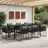 Set da Pranzo per Giardino 9 pcs Nero e antracite
