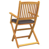 Sedia da Giardino Pieghevole con Cuscino Grigio 6pz in Legno Massello di Acacia
