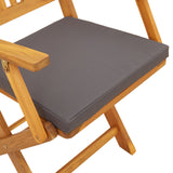 Sedia da Giardino Pieghevole con Cuscino Grigio 6pz in Legno Massello di Acacia