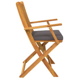 Sedia da Giardino Pieghevole con Cuscino Grigio 6pz in Legno Massello di Acacia