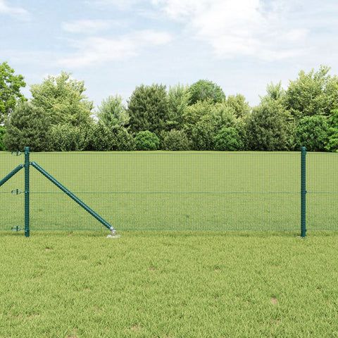 Recinzione in Rete Saldato con 13 Picchetti Verde 0.4x25 m in Acciaio