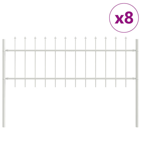 Recinzione da Giardino con Punta a Lancia Bianca 13,6x0,6 m in Acciaio
