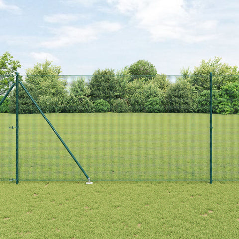 Recinzione in Rete Saldato con 7 Pali a Punta Verde 1.6x10 m Acciaio