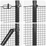 Set di Pali per Recinzione Set di 2 Grigio Plastica, Metallo