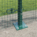 Recinzione in Filo Saldato con 7 Pali Flangiati Verde 0.4x10 m Acciaio