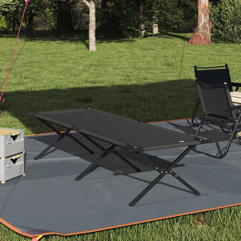 Letto Sole Pieghevole con Borsa Nero Tessuto Oxford 600D