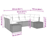 Set Divano da Giardino in 6 Pezzi con Cuscini Beige in Rattan Polietilene