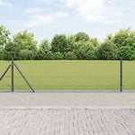 Recinzione in Rete Saldata con 13 Pali Flangiati Grigio 0.6x100 m Acciaio