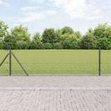 Recinzione in Rete Saldata con 13 Pali Flangiati Grigio 0.6x100 m Acciaio