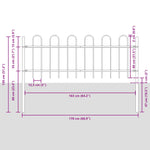 Recinzione da Giardino con Parte Superiore ad Arco Bianco 11,9x0,8 m in Acciaio