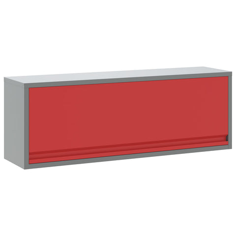 Armadio per attrezzi montato a parete con porta a sollevamento a gas, Rosso, 100x25x35 cm