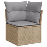 Set Divano da Giardino in 6 Pezzi con Cuscini Beige in Rattan Polietilene