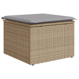 Set di Divani da Giardino in Polyrattan Beige da 8 Pezzi con Cuscini
