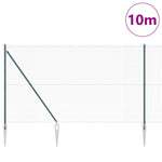 Recinzione in Filo Saldato con 7 Picchetti Verde 1.6x10 m Acciaio