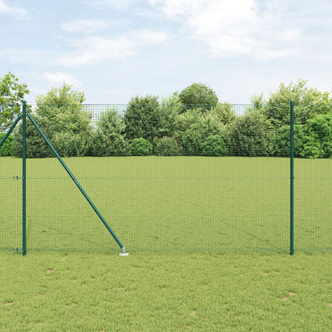 Recinzione in Filo Saldato con 7 Picchetti Verde 1.6x10 m Acciaio