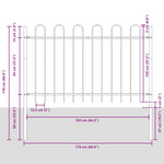 Recinzione da Giardino con Punta a Onda Bianca 11,9x1,2 m in Acciaio