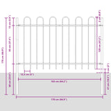 Recinzione da Giardino con Punta a Onda Bianca 11,9x1,2 m in Acciaio