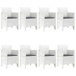 Set Pranzo Giardino 9 Pezzi con Cuscini Bianco Polyrattan
