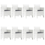 Set Pranzo Giardino 9 Pezzi con Cuscini Bianco Polyrattan