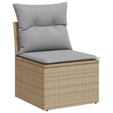 Set di Divani da Giardino in Polyrattan Beige da 8 Pezzi con Cuscini