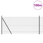 Recinzione in Filo Saldato con 13 Pali Flangiati Grigio 1x100 m Acciaio