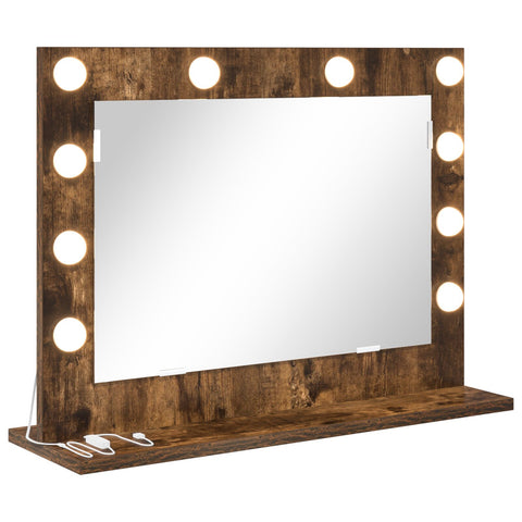 Specchio da Toeletta Rovere Affumicato Legno, Vetro 60 x 45 x 18 cm